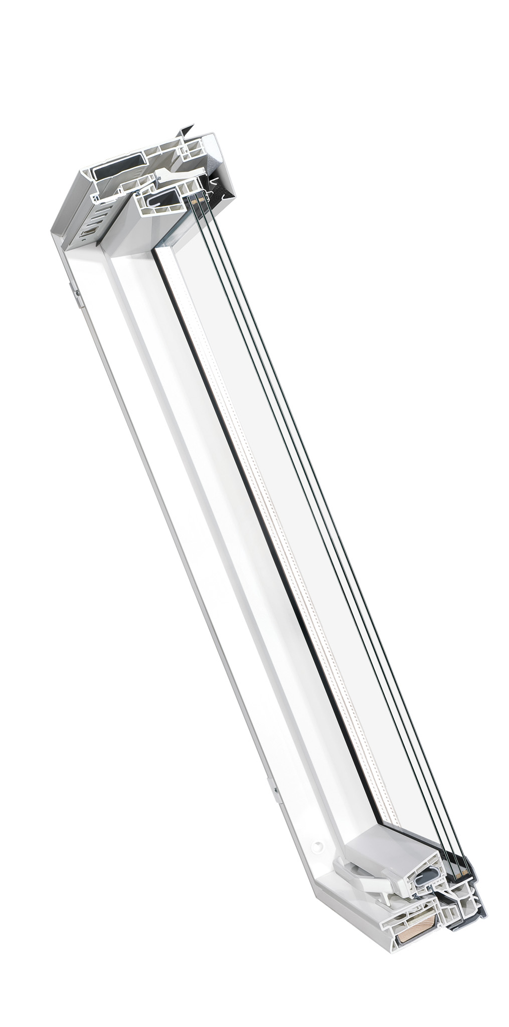Мансардное окно пвх Fakro PTP-V U4 двухкамерное 55х78 см (ручка снизу)